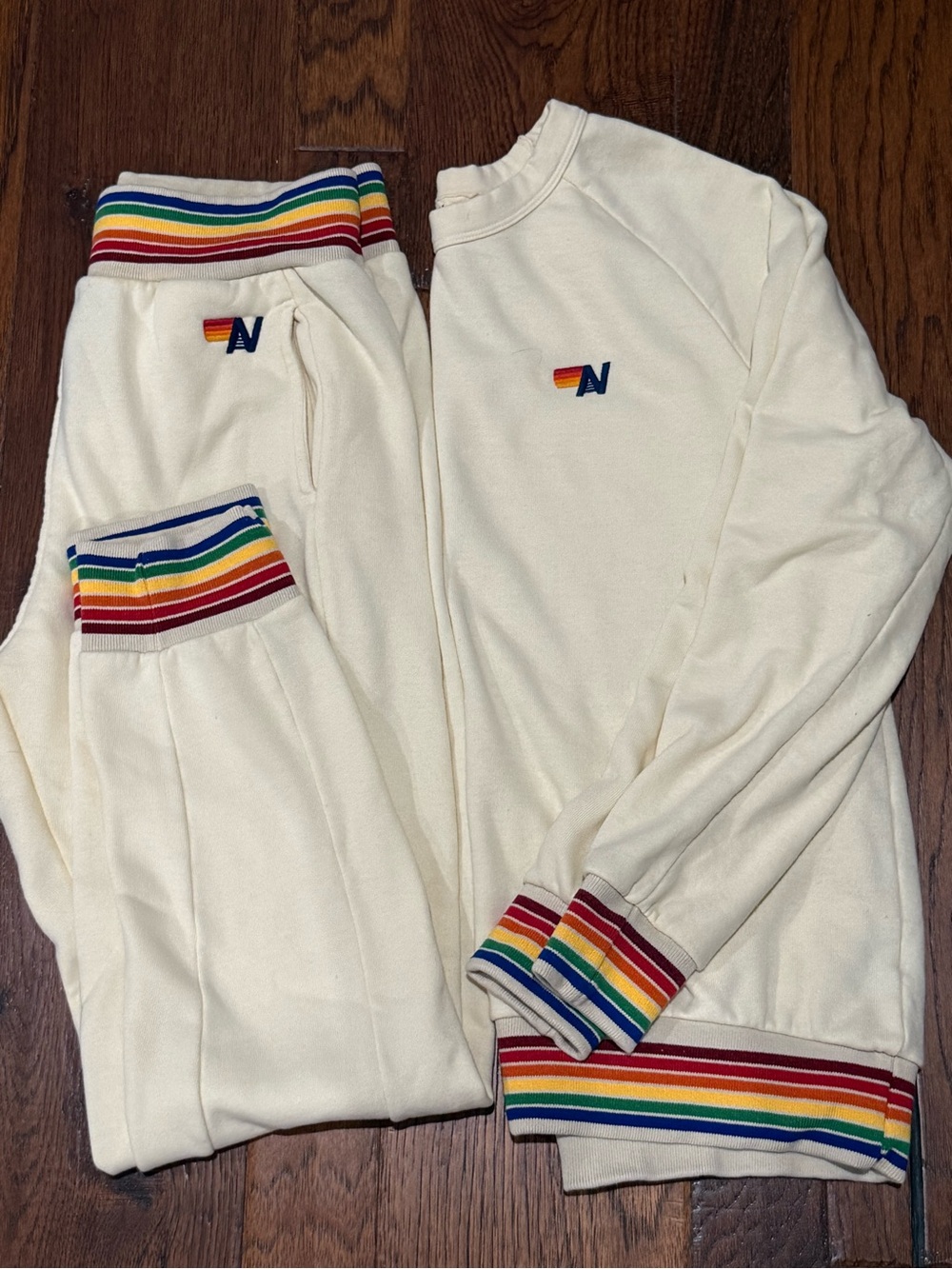 Aviator Nation Rare Cream matching set with Rainbow Trim